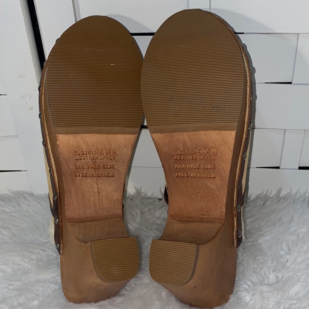 Tommy Hilfiger Tan Suede Shearling Clog Mules - Picture 6 of 8